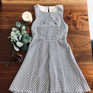 Navy stripe fit and flare dress